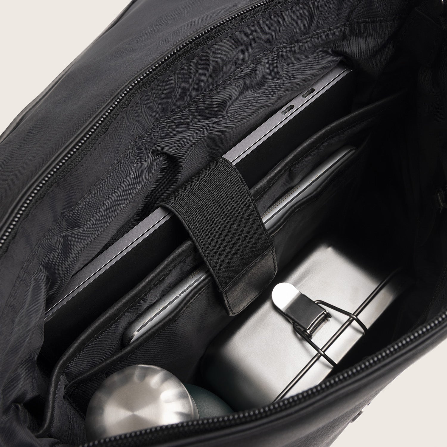 Leder Laptop Rucksack Schwarz Farrow