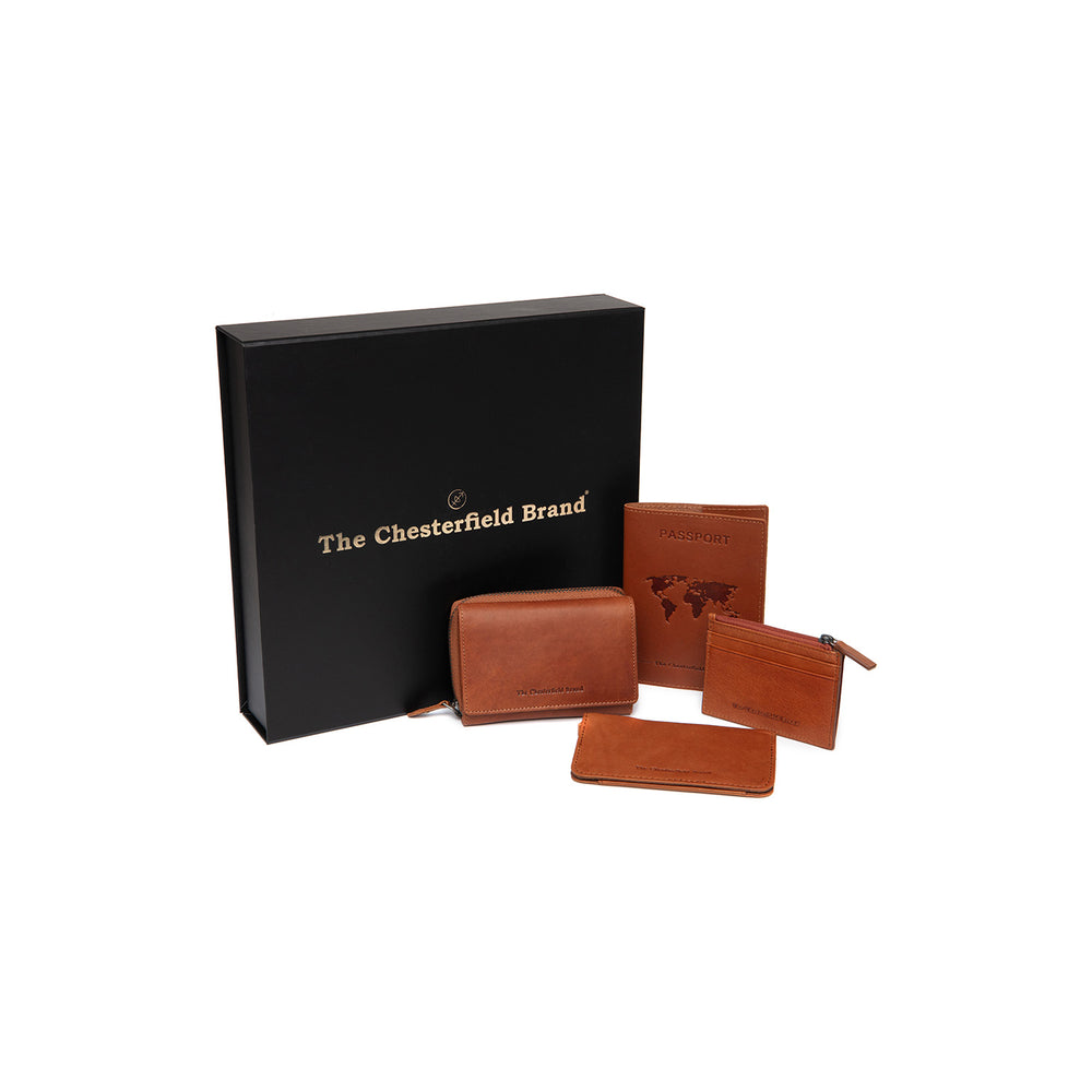 Geschenkset Leder Geldbörse Cognac Sorraia