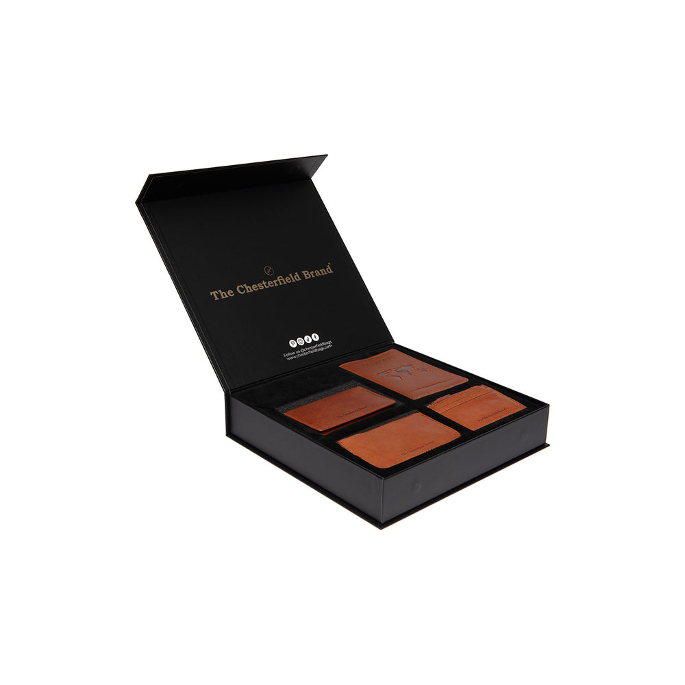 Geschenkset Leder Geldbörse Cognac Sorraia
