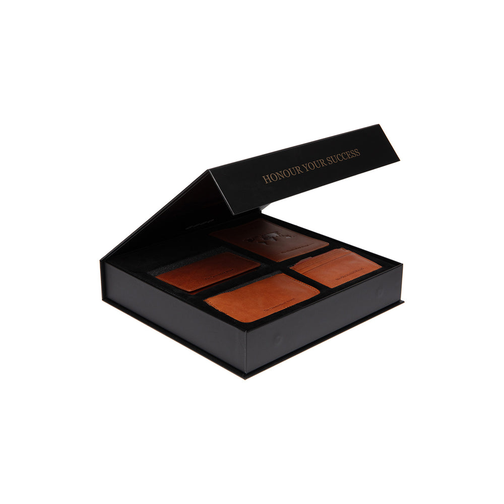 Geschenkset Leder Geldbörse Cognac Sorraia