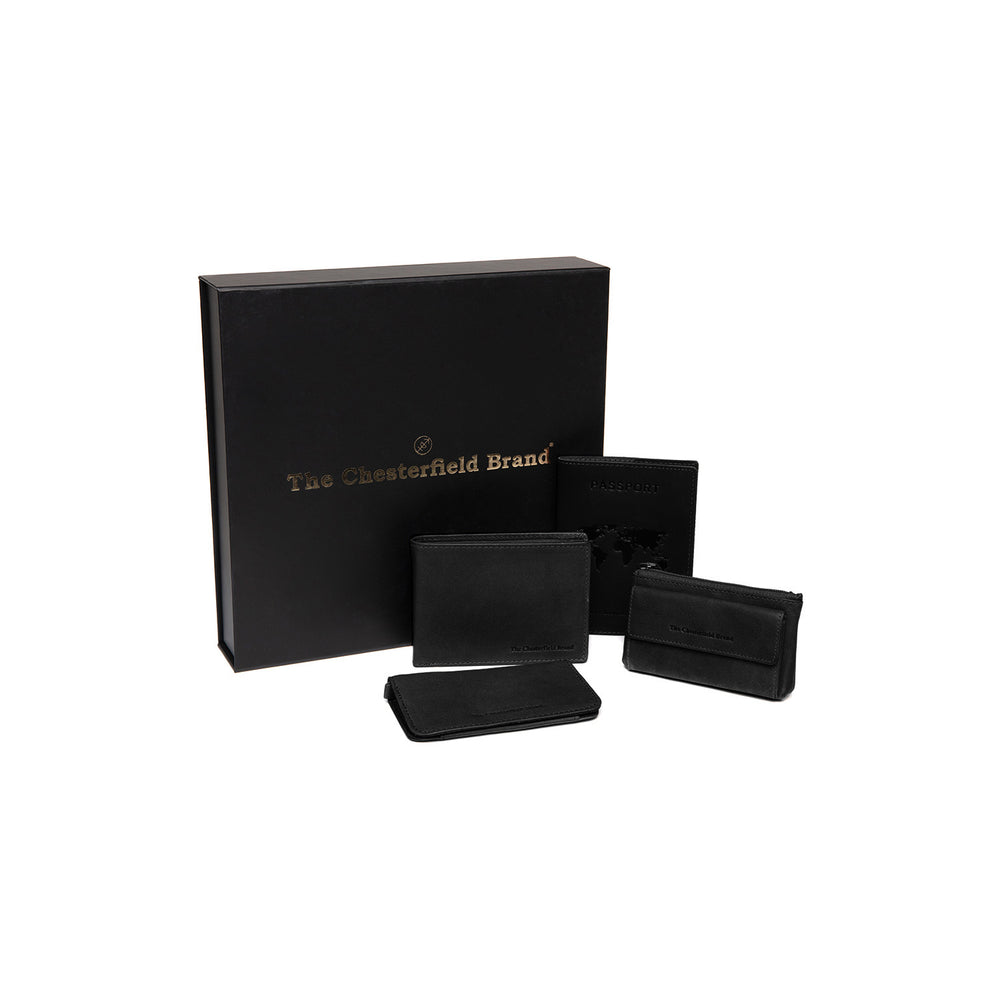 Geschenkset Leder Geldbörse Schwarz Timo