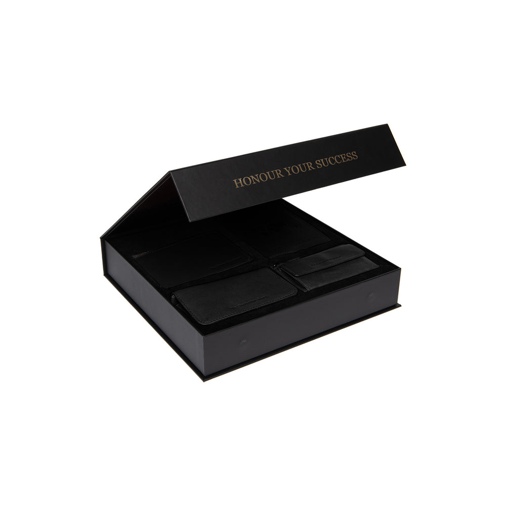 Geschenkset Leder Geldbörse Schwarz Timo