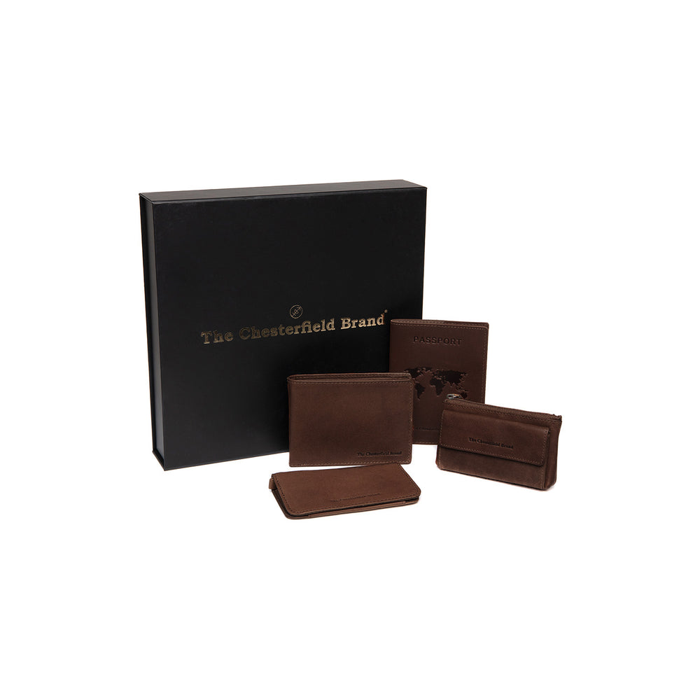 Gift Set Leather Wallet Brown Timo