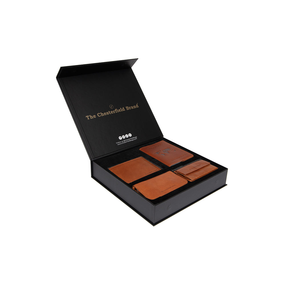 Gift Set Leather Wallet Cognac Timo