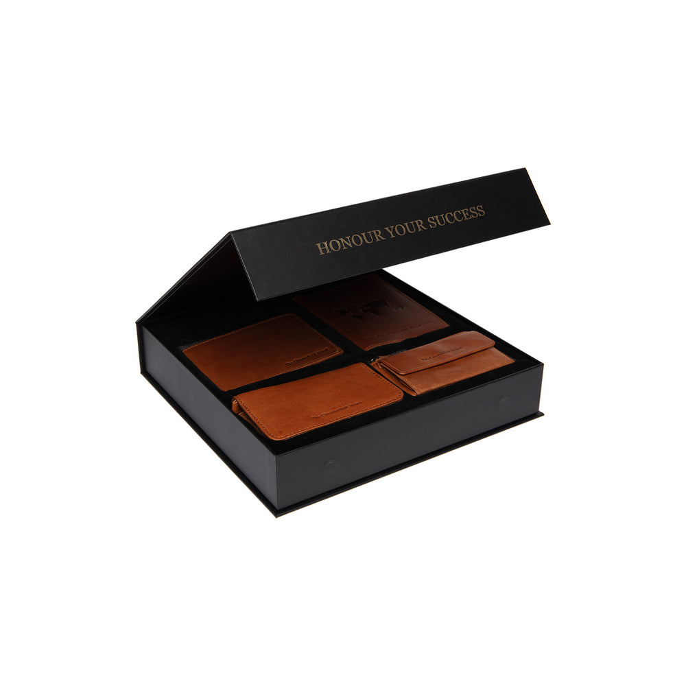 Gift Set Leather Wallet Cognac Timo