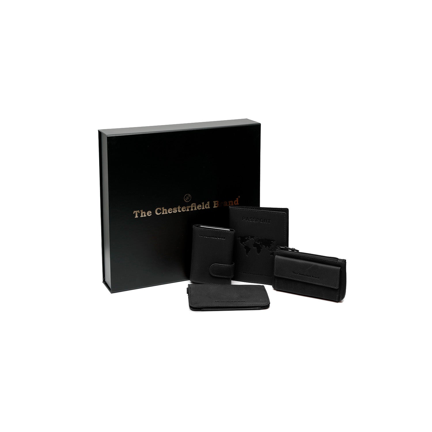 Geschenkset Leder Kartenetui Schwarz Leicester