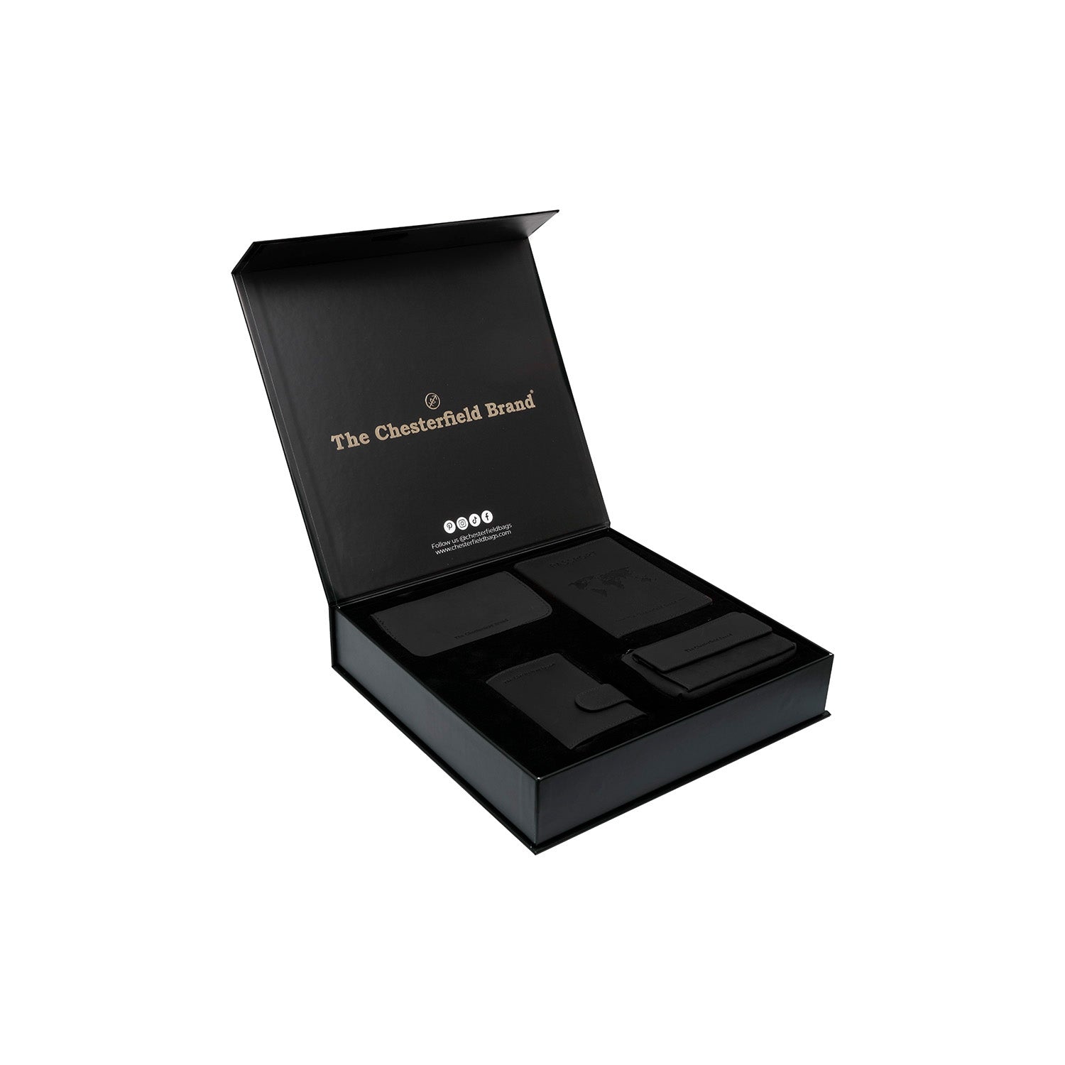 Geschenkset Leder Kartenetui Schwarz Leicester