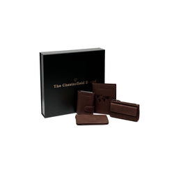 Geschenkset Leder Kartenetui Braun Leicester