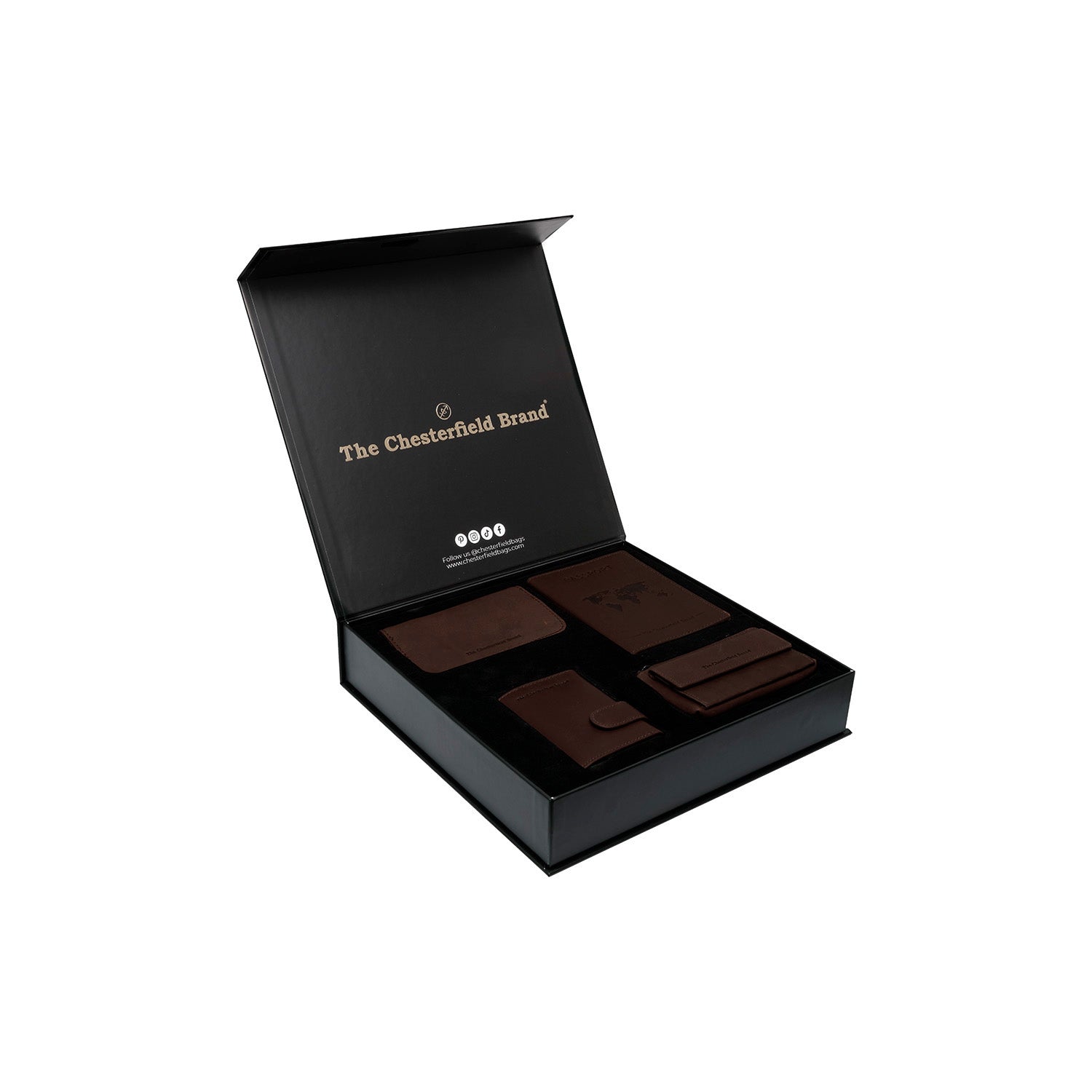 Geschenkset Leder Kartenetui Braun Leicester