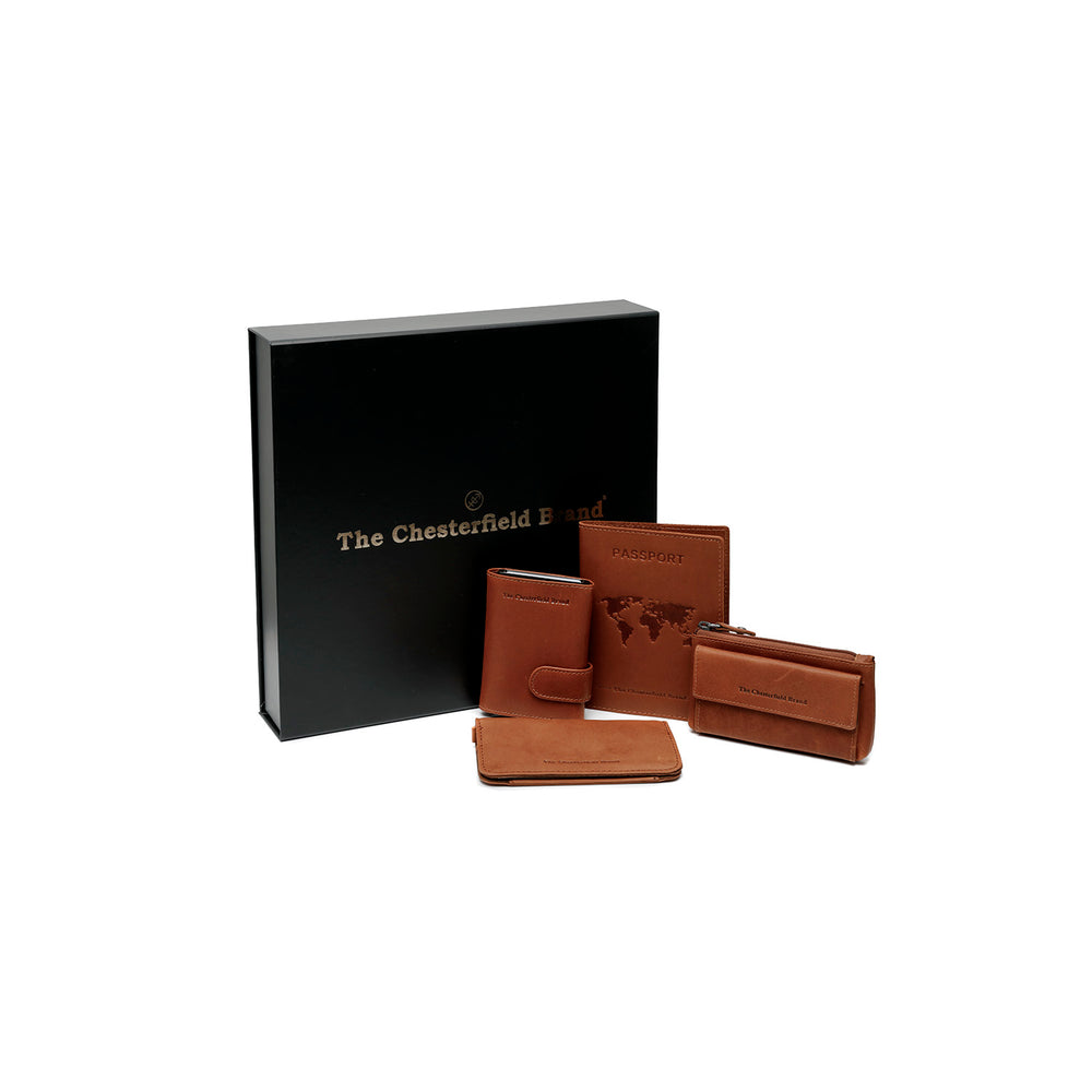 Geschenkset Leder Kartenetui Cognac Leicester
