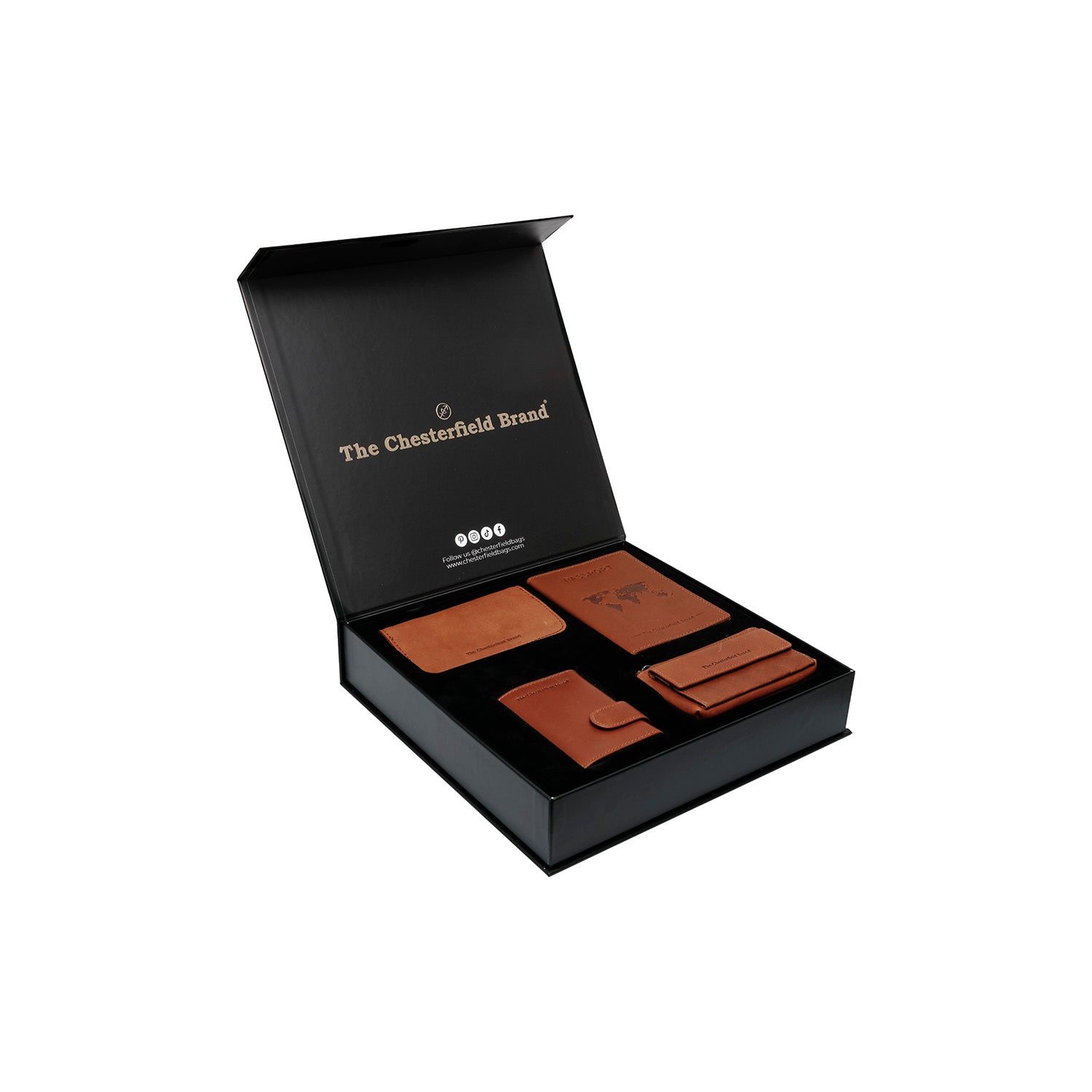 Geschenkset Leder Kartenetui Cognac Leicester