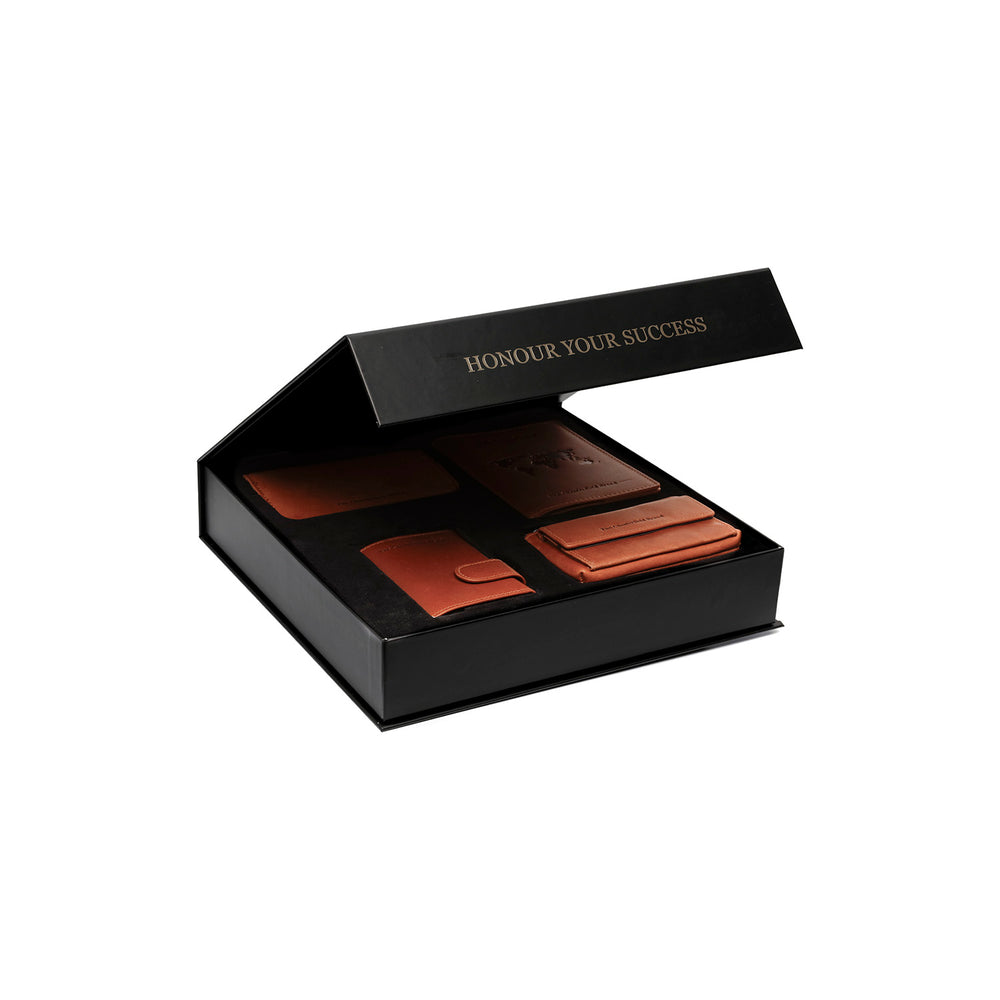 Geschenkset Leder Kartenetui Cognac Leicester