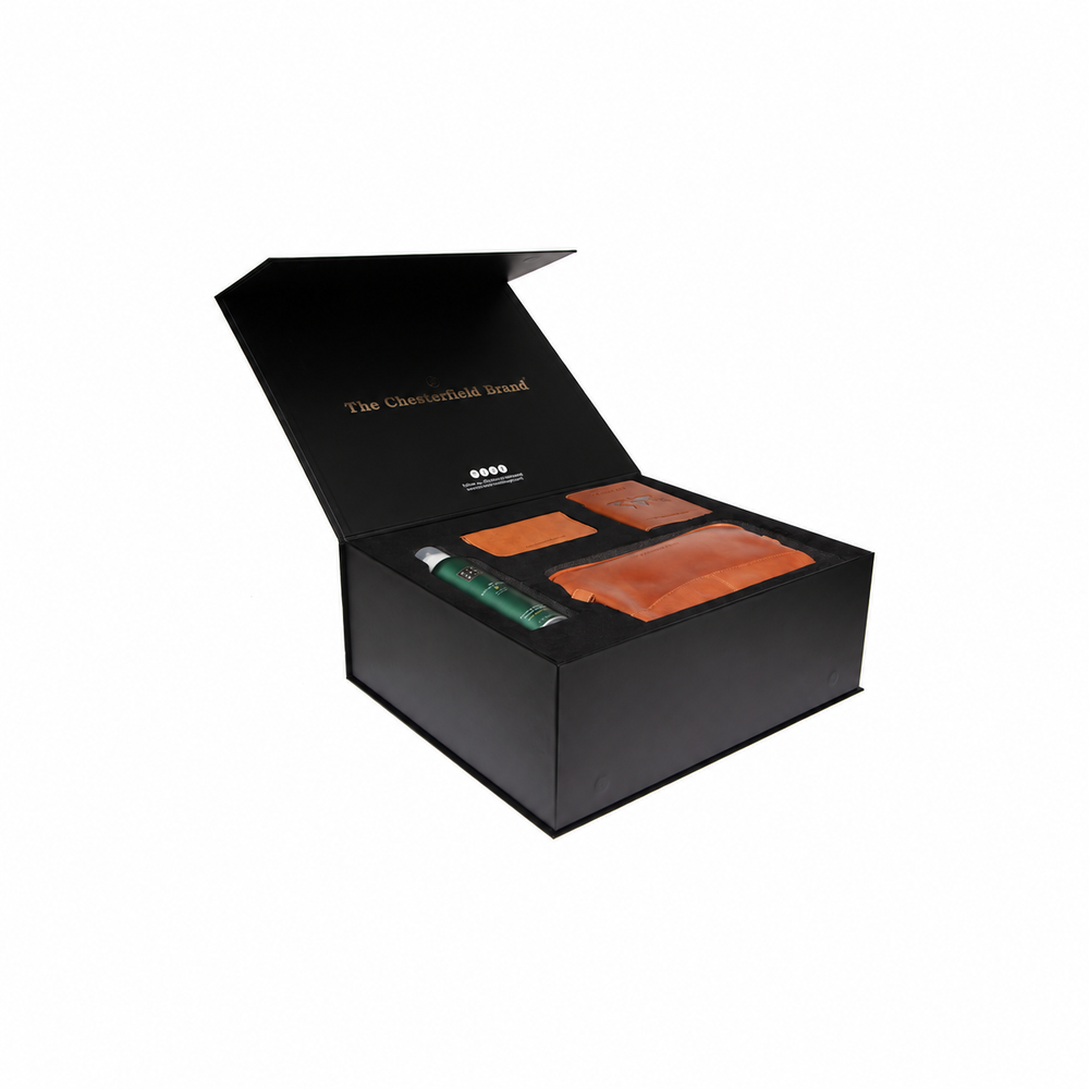 Gift Set Leather Toiletry Bag Cognac Stacey with Rituals Shower Foam