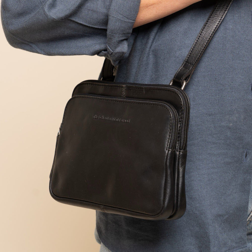 Sac Bandoulière en Cuir Noir Caia