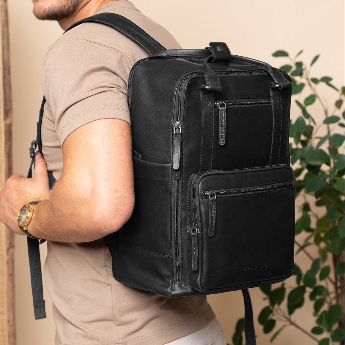 black leather laptop backpack mens Men's Business Modern is obsessed with backpacks and is very picky Colins Keirs Black Leather Backpack