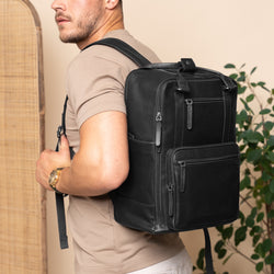 Sac à Dos en Cuir Noir Calden