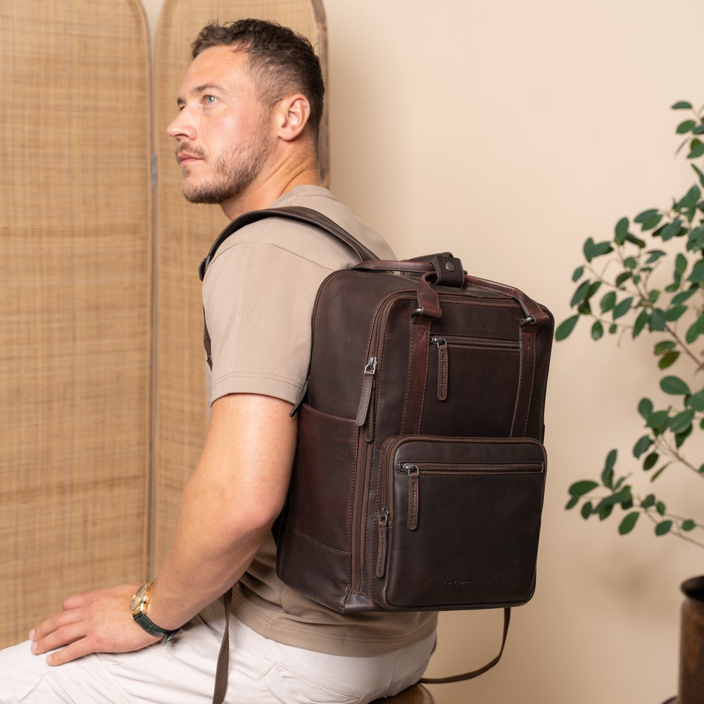 Sac à Dos Ordinateur en Cuir Marron Calden