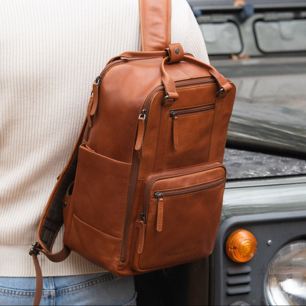Leather Laptop Backpack Cognac Calden