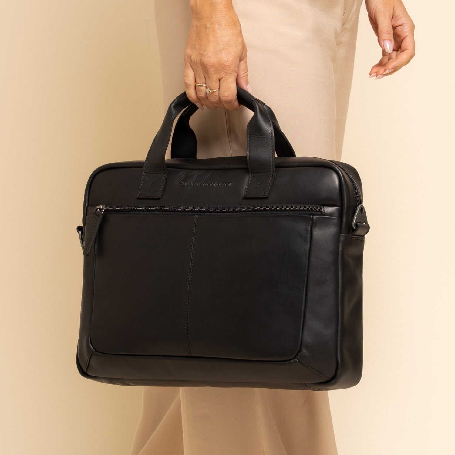 Leder Laptoptasche Schwarz Calvi