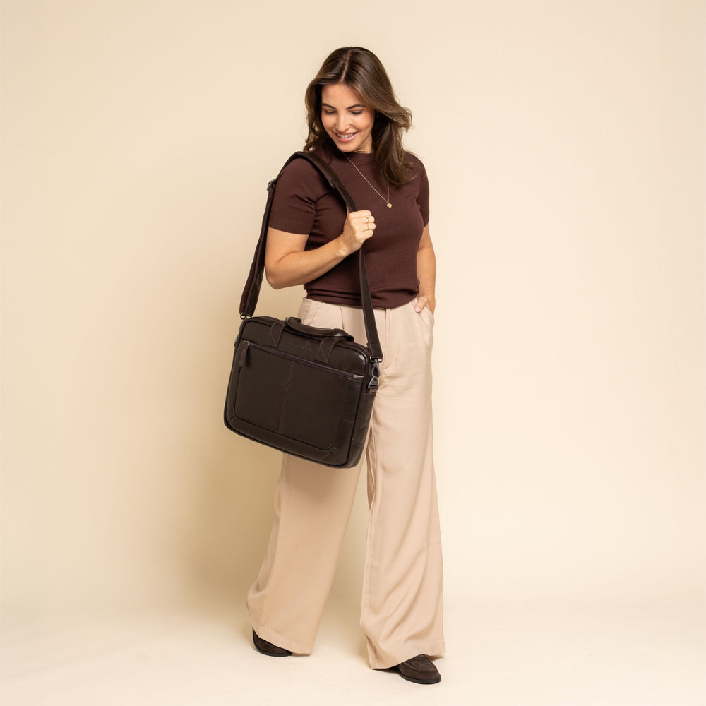 Leder Laptoptasche Braun Calvi