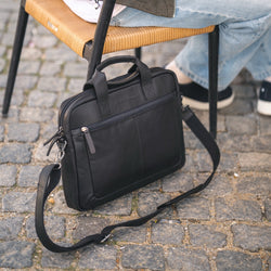 Sac d'Ordinateur en Cuir Noir Calvi