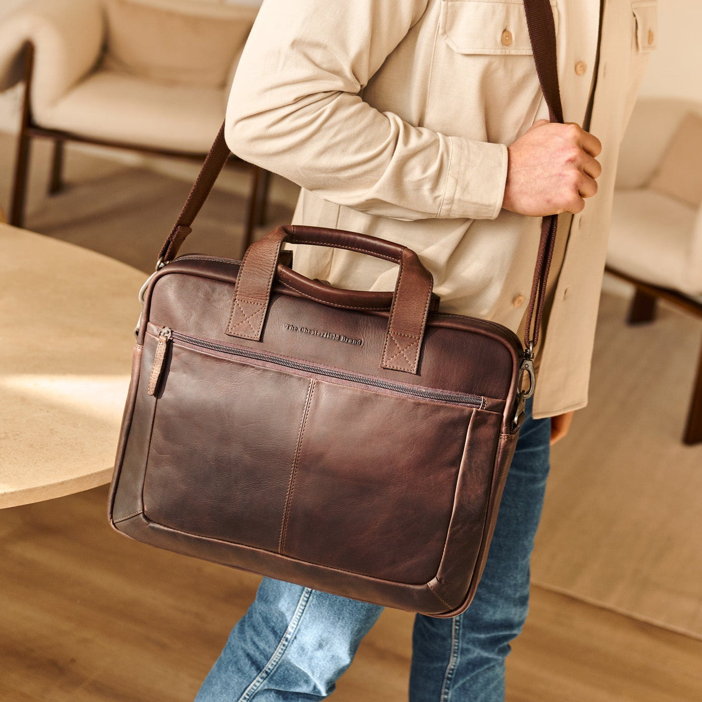 Leren Laptoptas Bruin Calvi