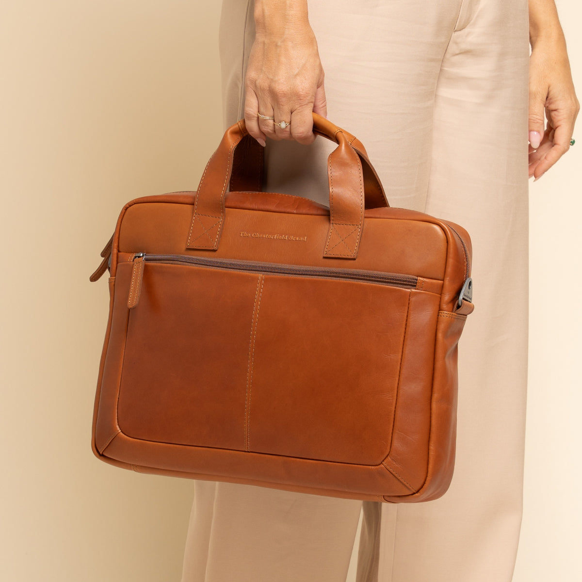 Leren Laptoptas Cognac Calvi