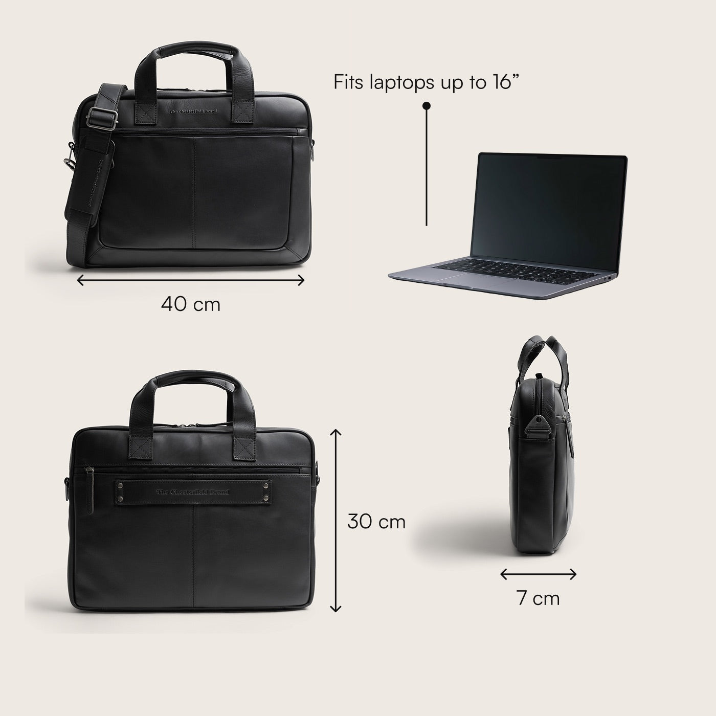 Leder Laptoptasche Schwarz Calvi