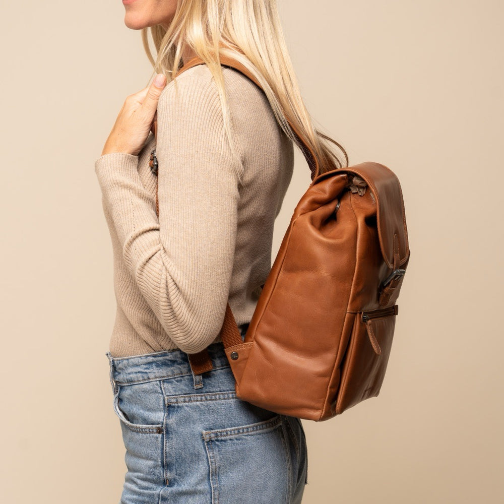 Leather Backpack Cognac Camden