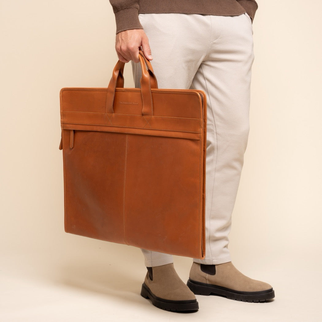 Leather Garment Bag Cognac Carson