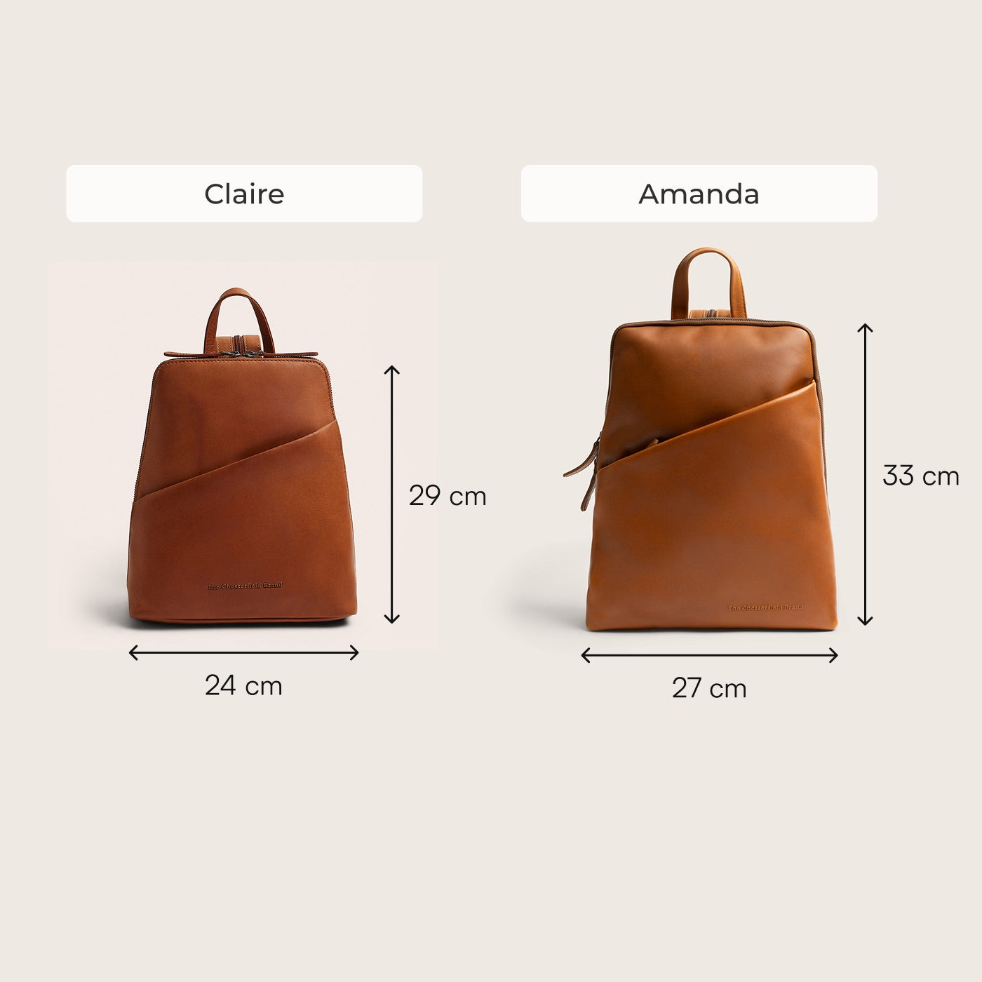 Leren Rugzak Cognac Claire