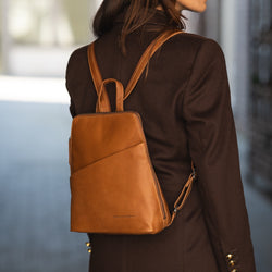 Leren Rugzak Cognac Claire