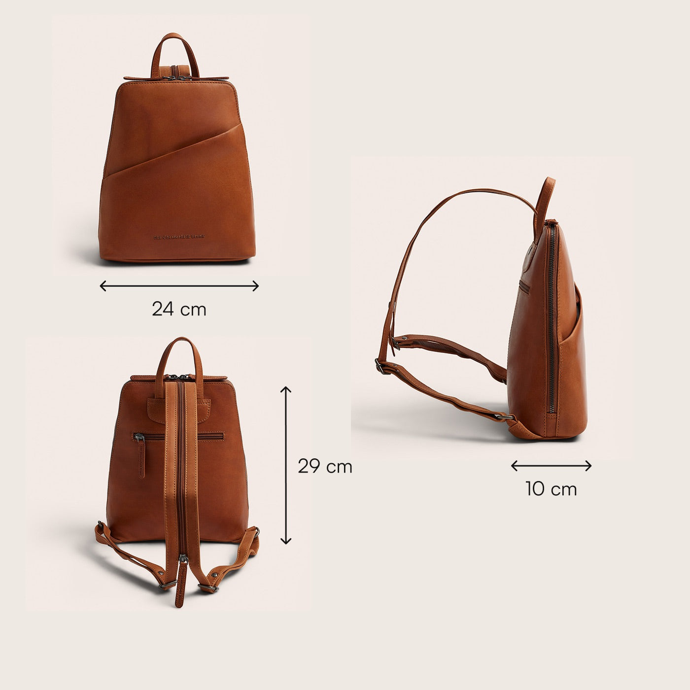 Leren Rugzak Cognac Claire
