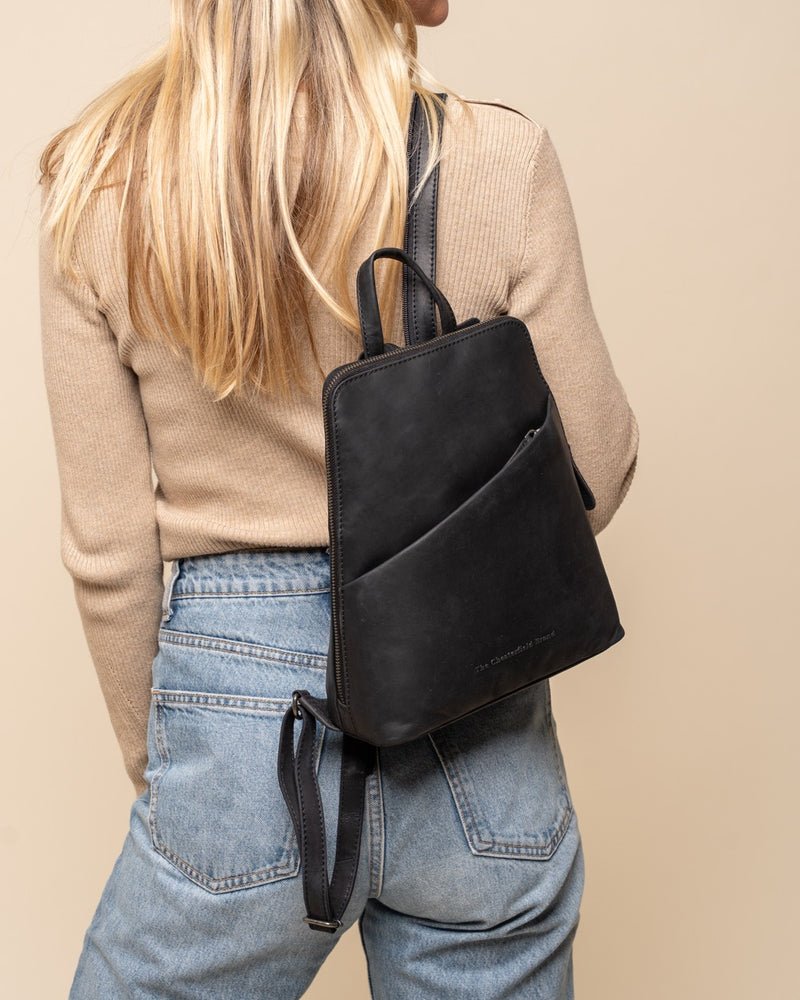 Leder Rucksack Schwarz Claire