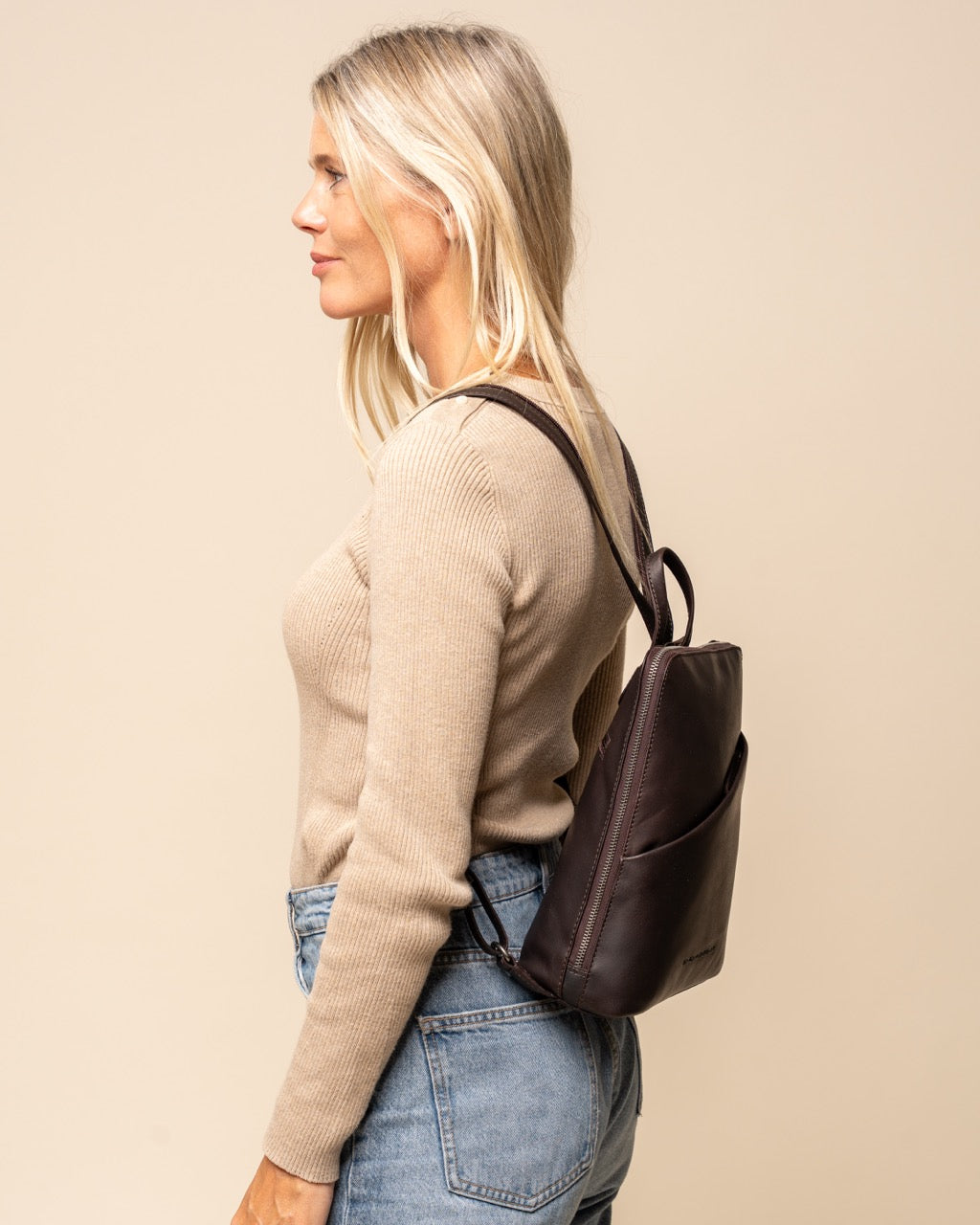 Sac à Dos en Cuir Marron Claire