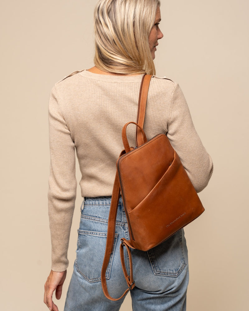 Leather Backpack Cognac Claire