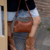 Leren Schoudertas Cognac Clover