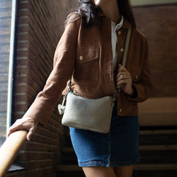 Sac Bandoulière en Cuir Vert Océan Clover