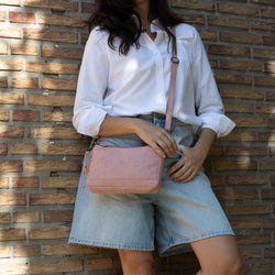 Sac Bandoulière en Cuir Rose Vintage Clover