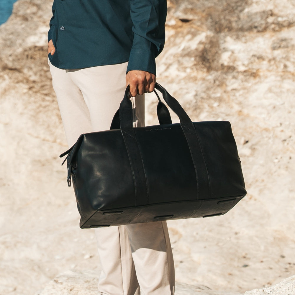 Leder Weekender schwarz Conor