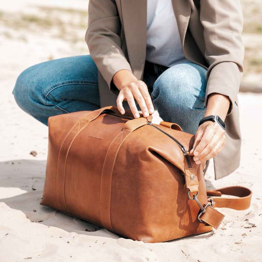 Leder Weekender cognac Conor