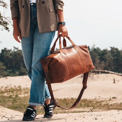 Leren Weekendtas Cognac Conor