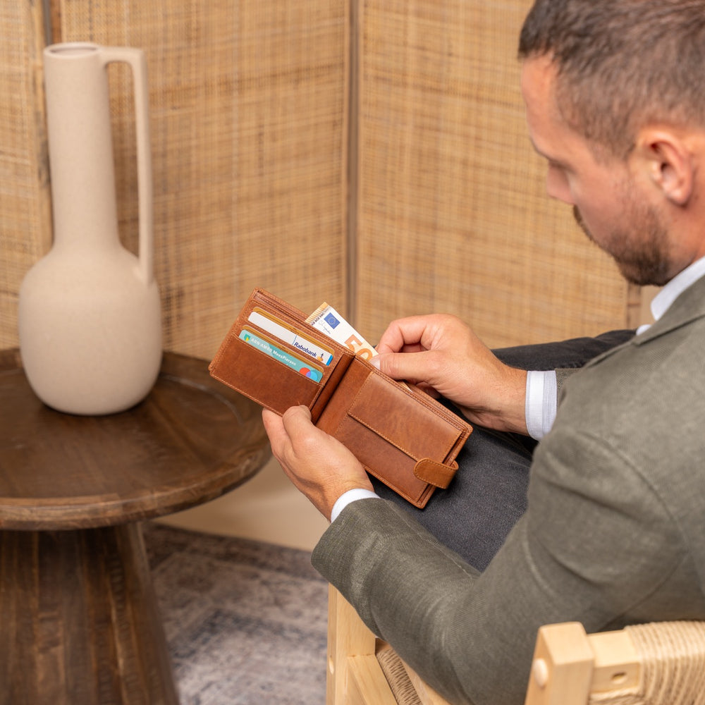 Leder Geldbörse Cognac Curtis