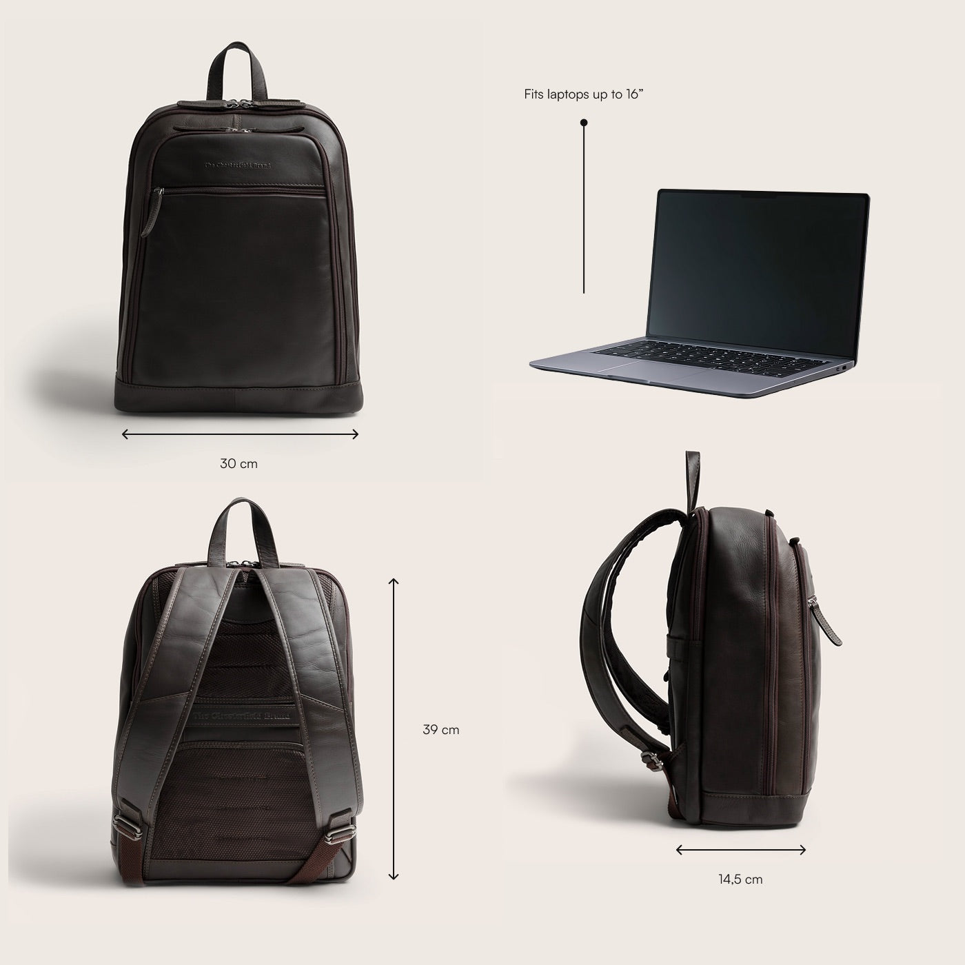 Leather Laptop Backpack Brown Detroit