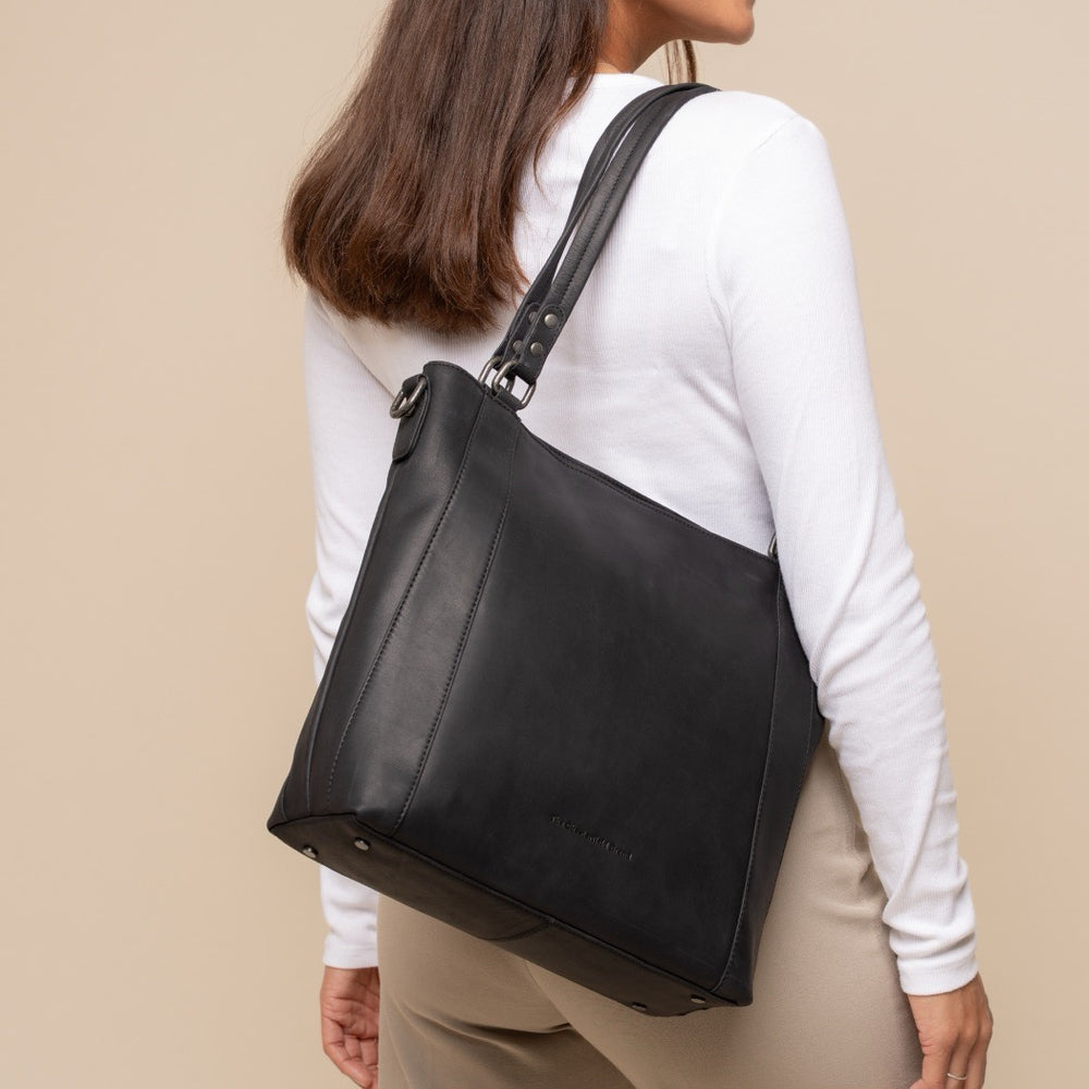 Sac Porté Épaule en Cuir Noir Elira