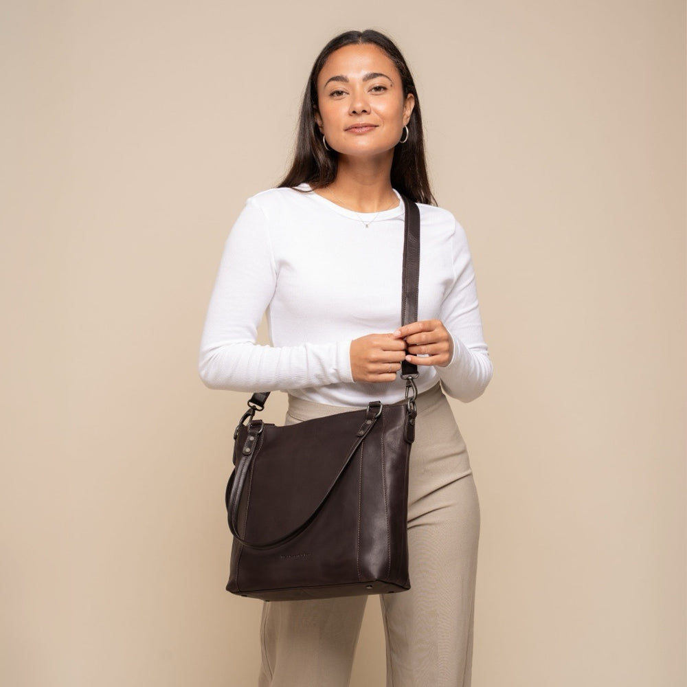 Sac Porté Épaule en Cuir Marron Elira