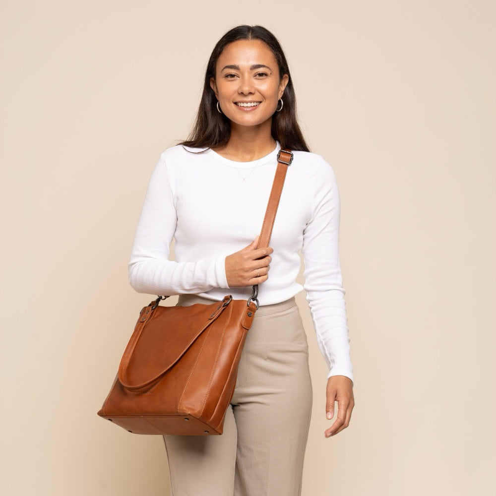Sac Porté Épaule en Cuir Cognac Elira