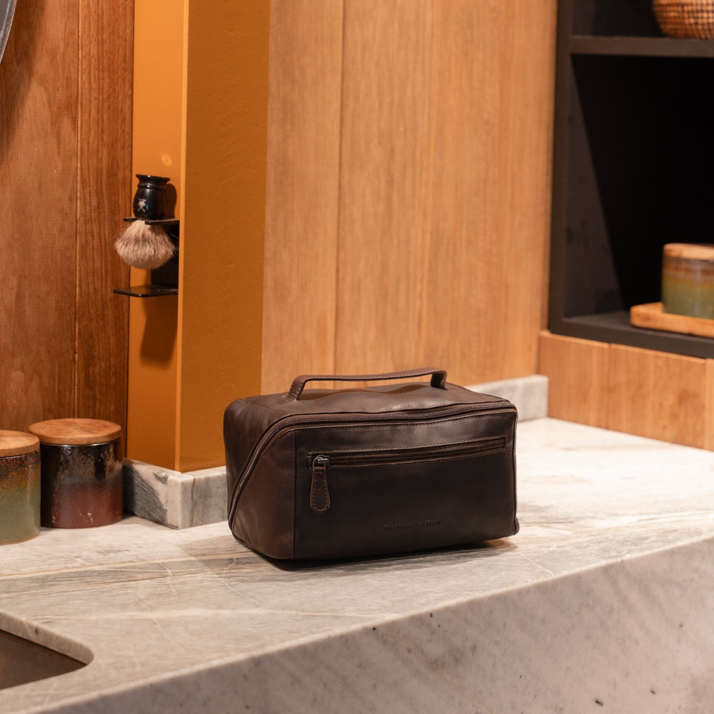 Leder Kulturtasche Braun Elmia