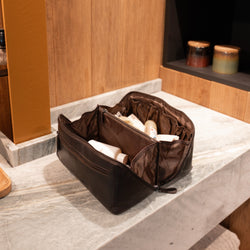 Trousse de Toilette en Cuir Marron Elmia