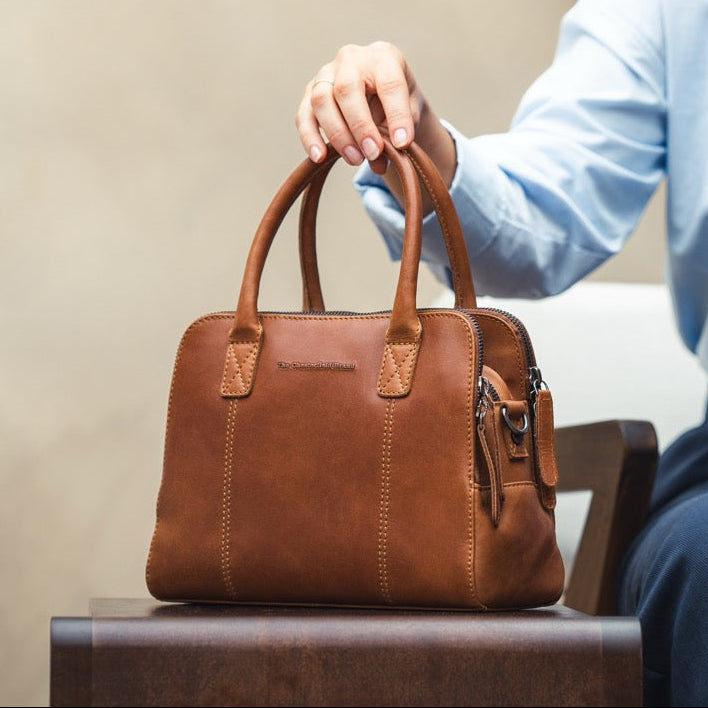 Leather Handbag Cognac Ezra